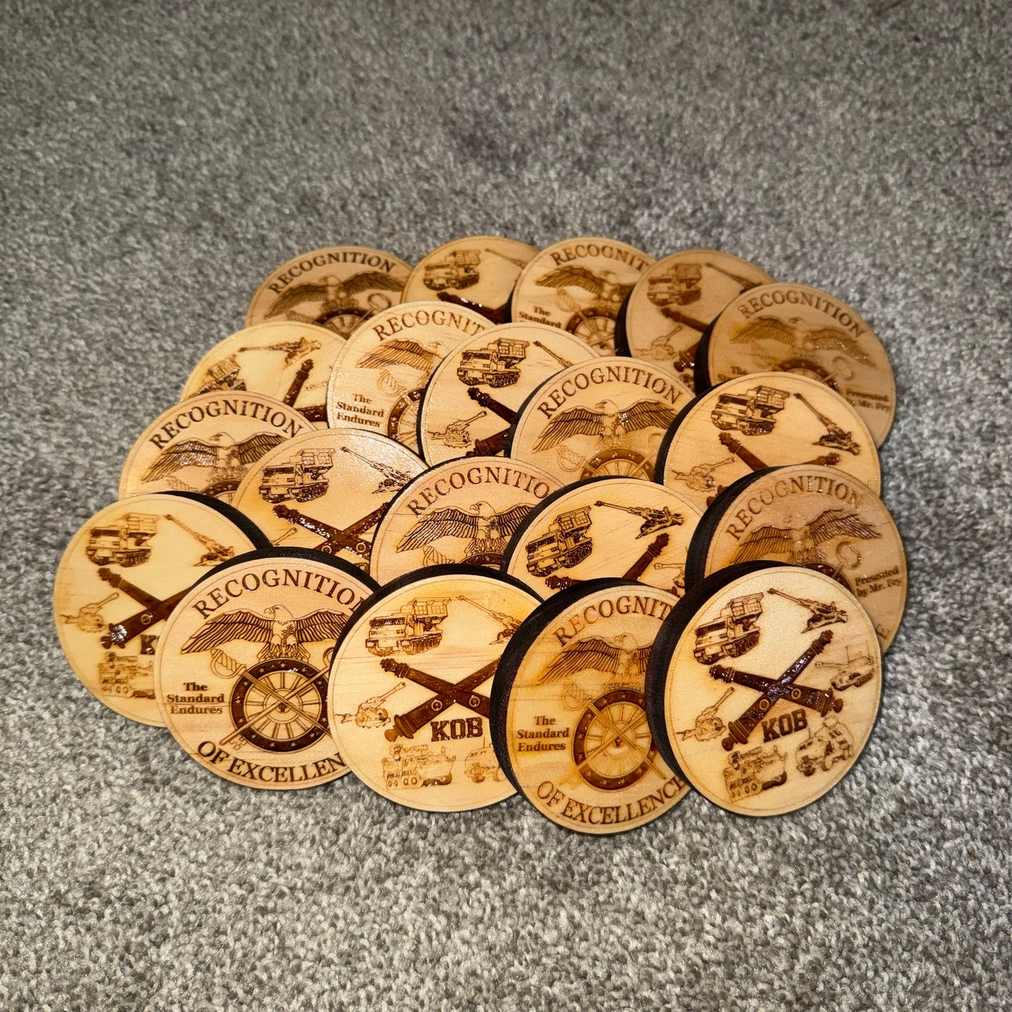 Custom 3" Wooden Military Challenge Coin – Double Sided Engraved | Personalized Unit Coin | Veteran Gift