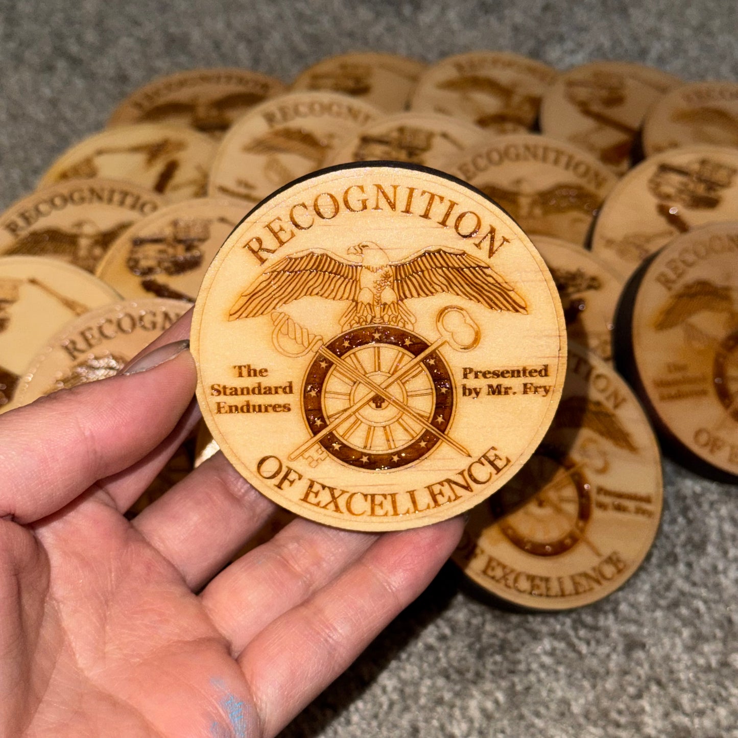 Custom 3" Wooden Military Challenge Coin – Double Sided Engraved | Personalized Unit Coin | Veteran Gift