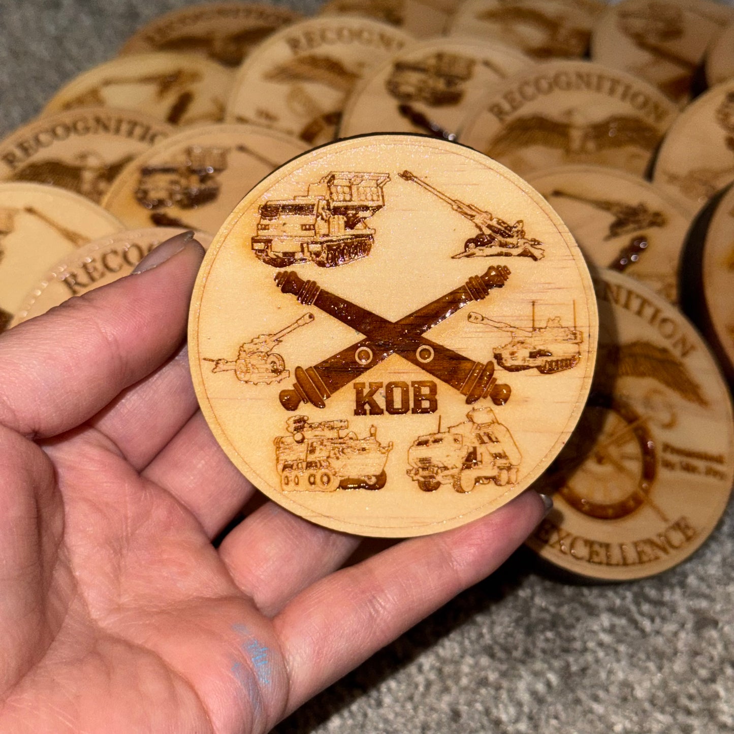 Custom 3" Wooden Military Challenge Coin – Double Sided Engraved | Personalized Unit Coin | Veteran Gift