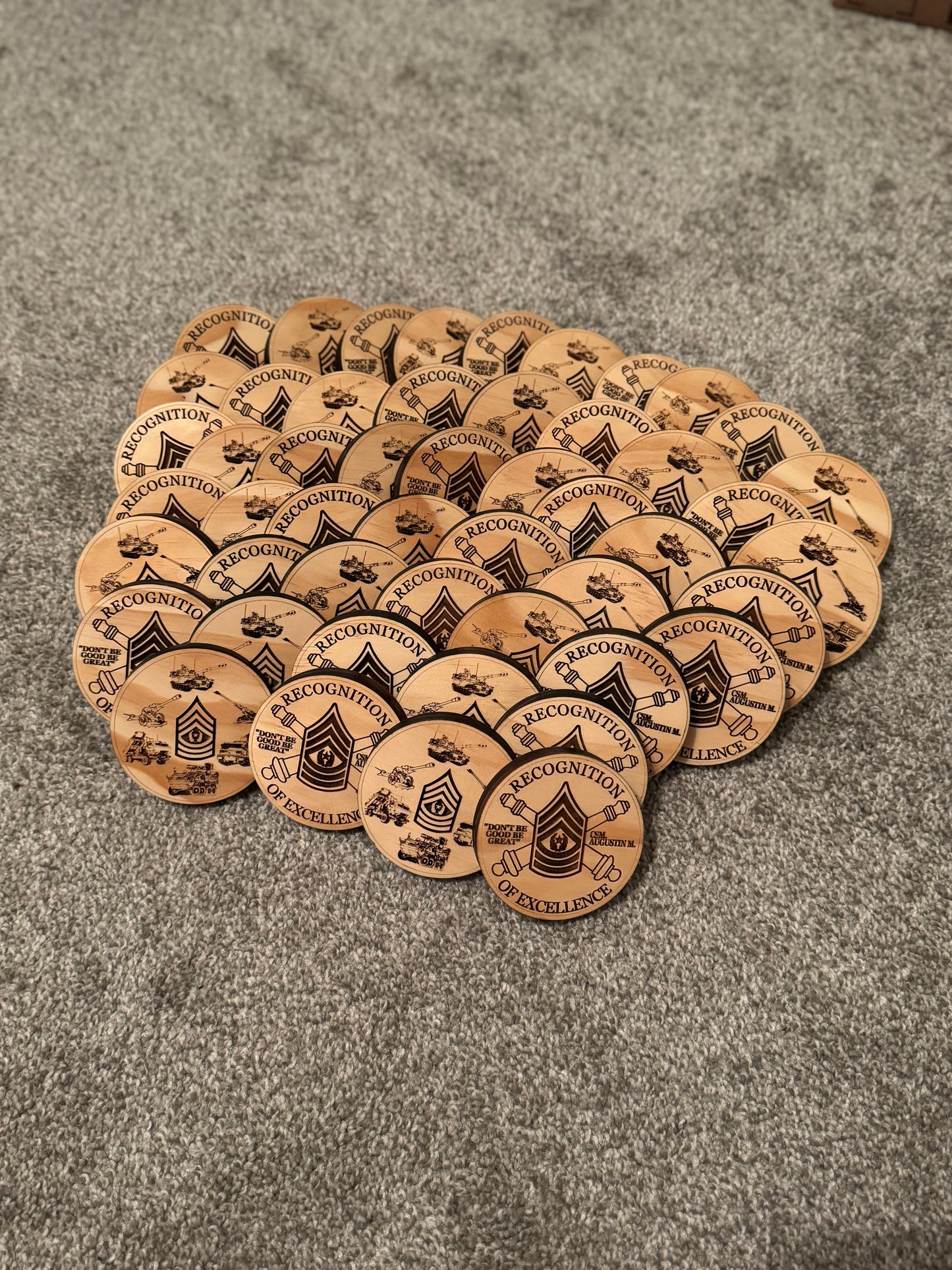 Custom 3" Wooden Military Challenge Coin – Double Sided Engraved | Personalized Unit Coin | Veteran Gift